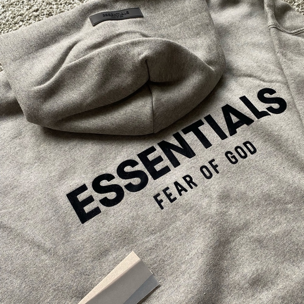 ESSENTIALS FEAR OF GOD DARK OATMEAL PULLOVER HOODIE - Picture 3 of 9